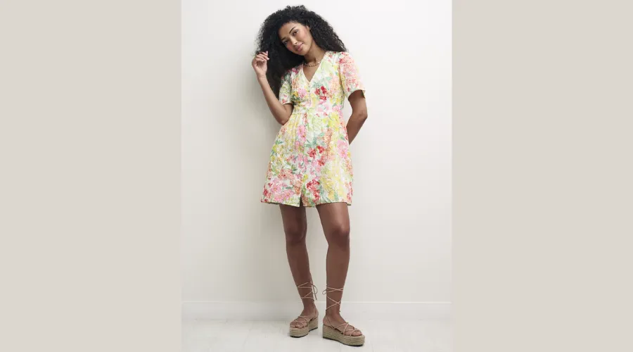 Petite Multi Floral Broderie Mietta Mini Dress