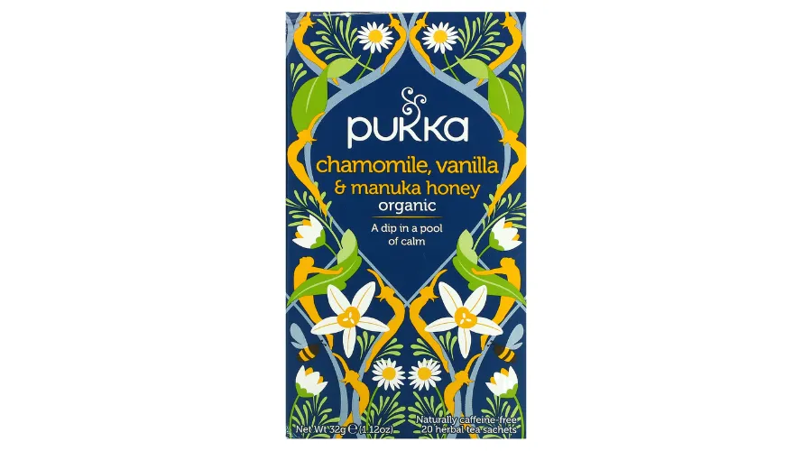 Pukka Herbs, Organic Herbal Tea, Chamomile, Vanilla and Manuka Honey, Caffeine Free, 20 Sachets, 0.05 oz (1.6 g) Each
