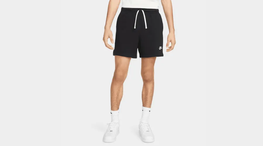 NIKE CLUB FLEECE FRENCH TERRY FLOW SHORTS BLACK WHITE - WHITE | Celebzero