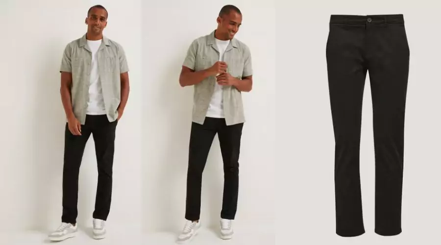 Black Slim Fit Stretch Chinos