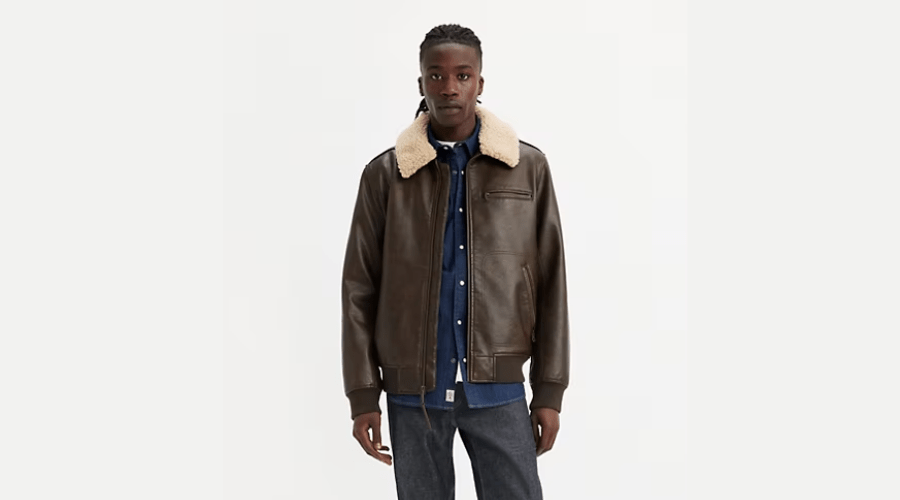 Aviator Bomber Jacket With Sherpa Collar