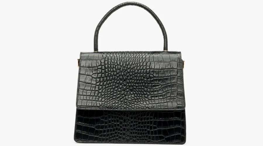 Black Handbag With Decorative Texture