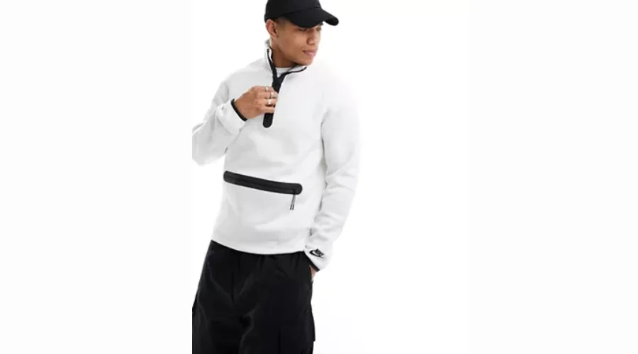 Nike Tech Fleece Half Zip Sweatshirt In White