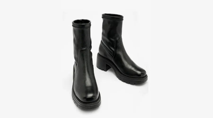 Black Ankle Boots with an Elastic Upper 
