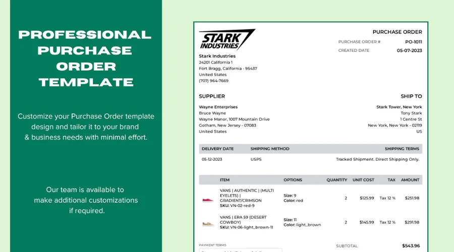 Purchase order template 