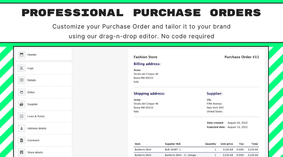 Purchase order template 