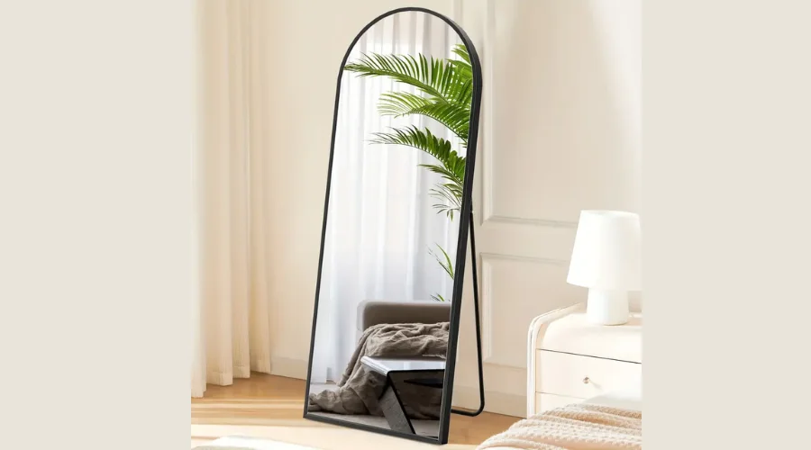 Full-length arched Floor Mirror With Stand Black Standing