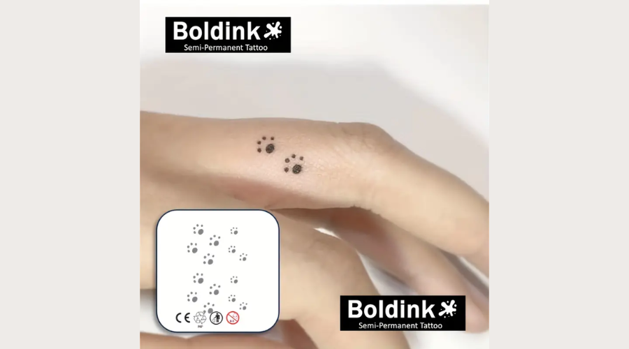 Boldink Temporary Tattoos with Paw Prints Design - Semi-Permanent