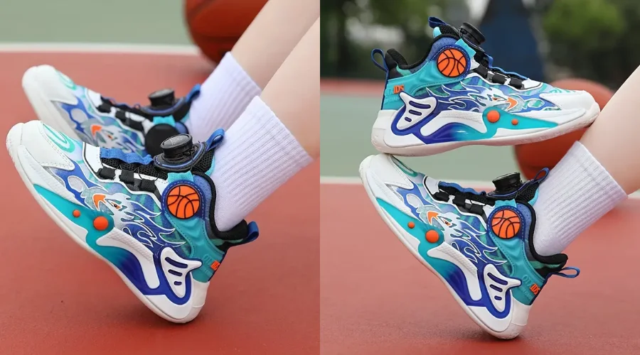 Basketball Shoes with Rotating Buttons for Boys