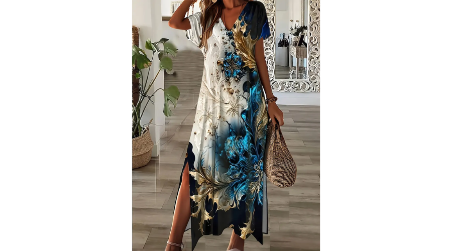 Plus Size Vibrant Floral Print Midi Dress