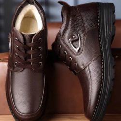 Men’s Plus Size Warm Fleece-Lined Leather Dress Shoes