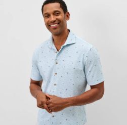 2 Printed Mesh Short Sleeve Button Up Shirt