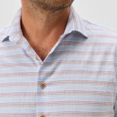 Cotton Blend Short Sleeve Button Up Shirt – Leander Printed Slub Cotton