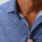 Cotton Blend Short Sleeve Button Up Shirt – Patel Printed Slub Cotton
