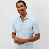 Printed Mesh Short Sleeve Button Up Shirt – Rowing Printed Knit (1)