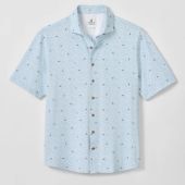 Printed Mesh Short Sleeve Button Up Shirt – Rowing Printed Knit